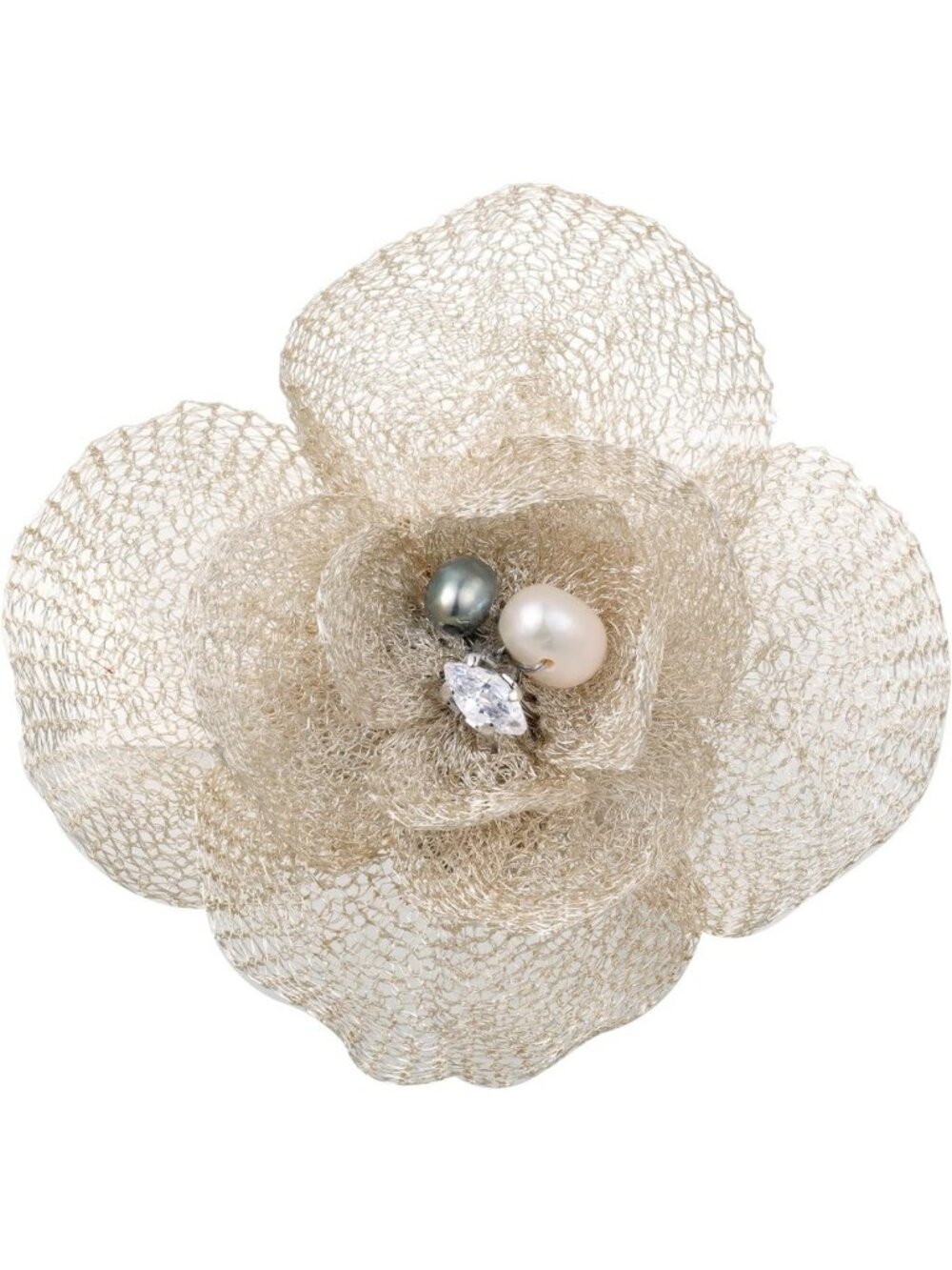 Chic Vintage Floral Brooch Pin for Women, Baroque Pearl Flower Accessory, White